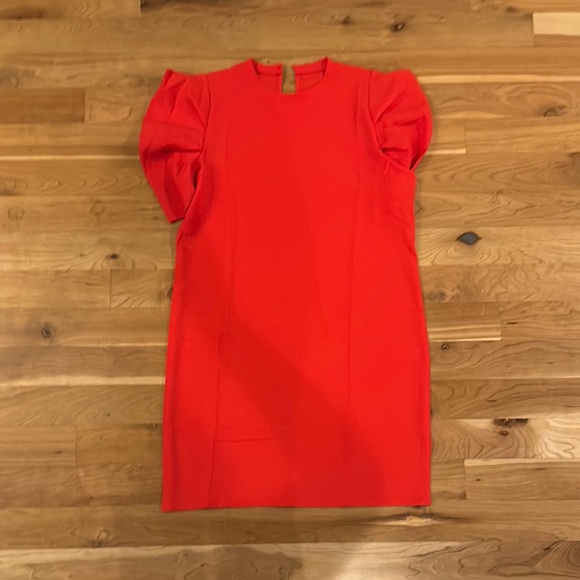 Vibrant Red Dress with Puff Sleeves (never worn) - Picture 1 of 1